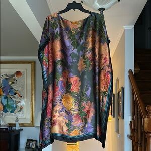 Vibrant Floral Multicolor Tunic Top Sz OS
